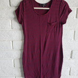 Burgundy Striped Knit Casual Dress Sz M